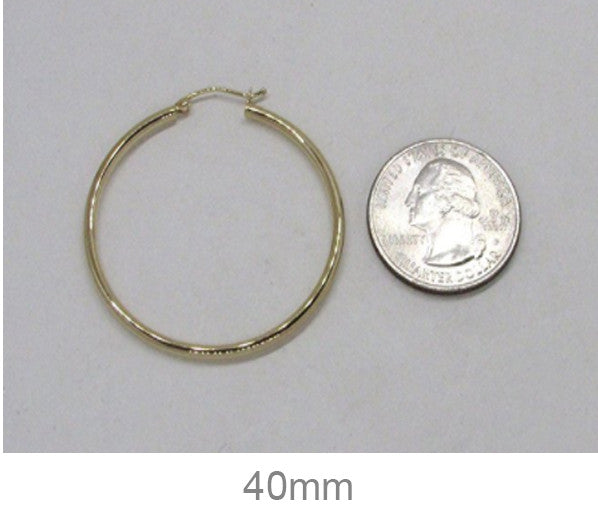 14k Yellow Gold Lightweight Hoop Earrings (2mm), All Sizes - LooptyHoops