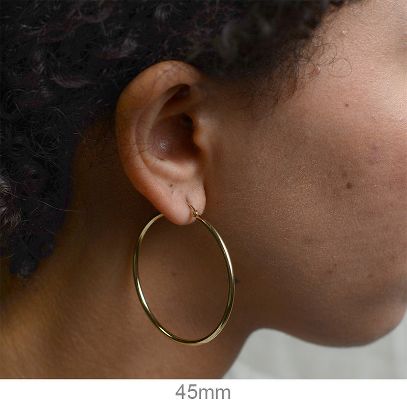 14k Yellow Gold Lightweight Hoop Earrings (2mm), All Sizes - LooptyHoops