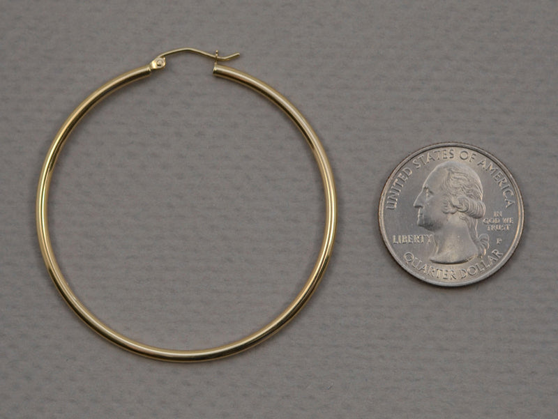 14k Yellow Gold Lightweight Hoop Earrings (2mm), All Sizes - LooptyHoops