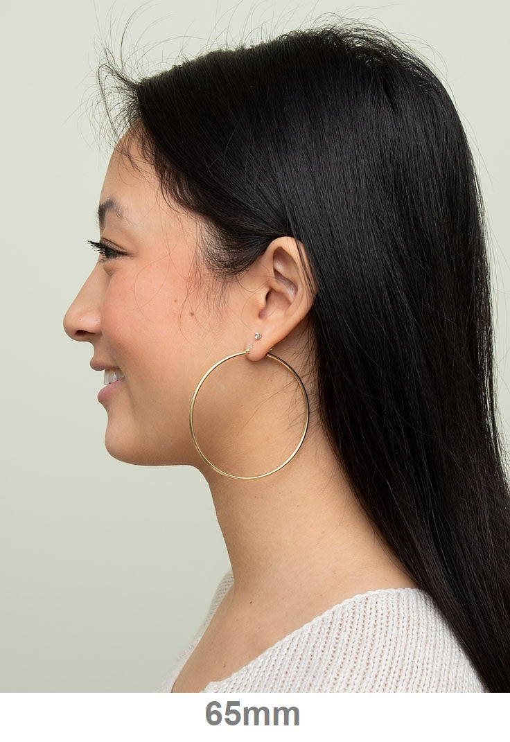 14k Yellow Gold Lightweight Hoop Earrings (2mm), All Sizes - LooptyHoops