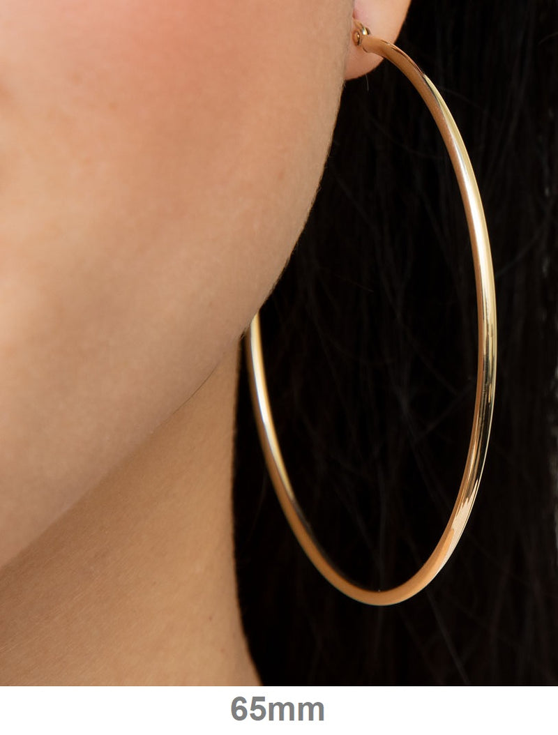 14k Yellow Gold Lightweight Hoop Earrings (2mm), All Sizes - LooptyHoops