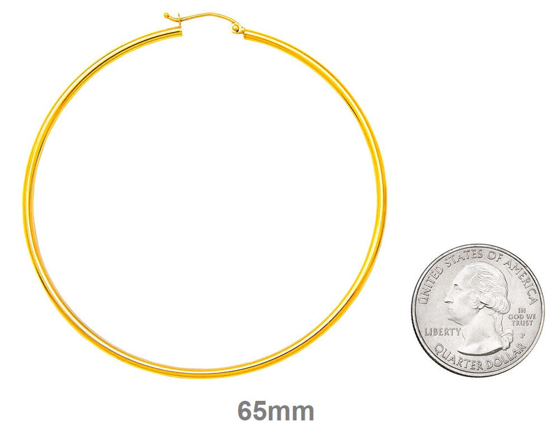 14k Yellow Gold Lightweight Hoop Earrings (2mm), All Sizes - LooptyHoops