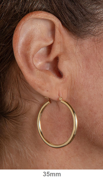 14k Yellow Gold Lightweight Hoop Earrings (3mm), All Sizes - LooptyHoops