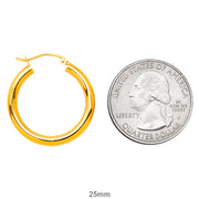 14k Yellow Gold Lightweight Hoop Earrings (3mm), All Sizes - LooptyHoops