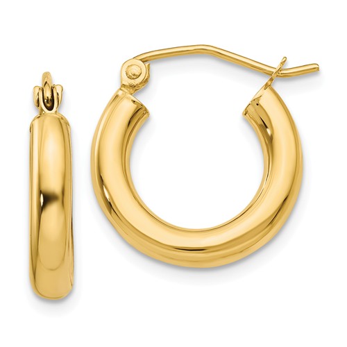 14k Yellow Gold Lightweight Hoop Earrings (3mm), All Sizes - LooptyHoops