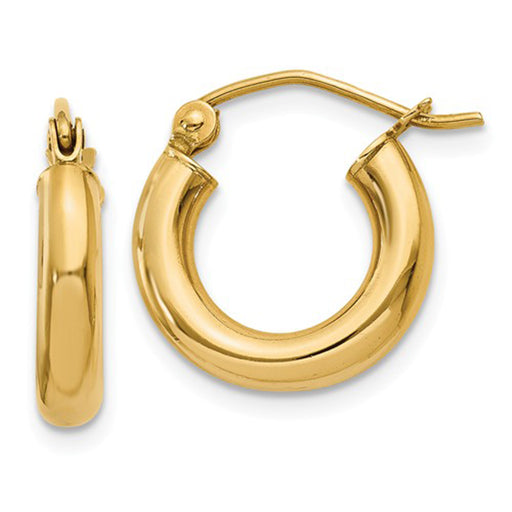 14k Yellow Gold Lightweight Hoop Earrings (3mm), All Sizes - LooptyHoops