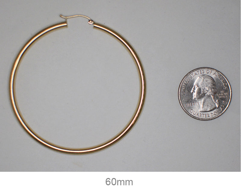 14k Yellow Gold Lightweight Hoop Earrings (3mm), All Sizes - LooptyHoops
