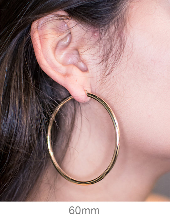 14k Yellow Gold Lightweight Hoop Earrings (3mm), All Sizes - LooptyHoops