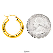 14k Yellow Gold Lightweight Tube Hoop Earrings (4mm), All Sizes - LooptyHoops