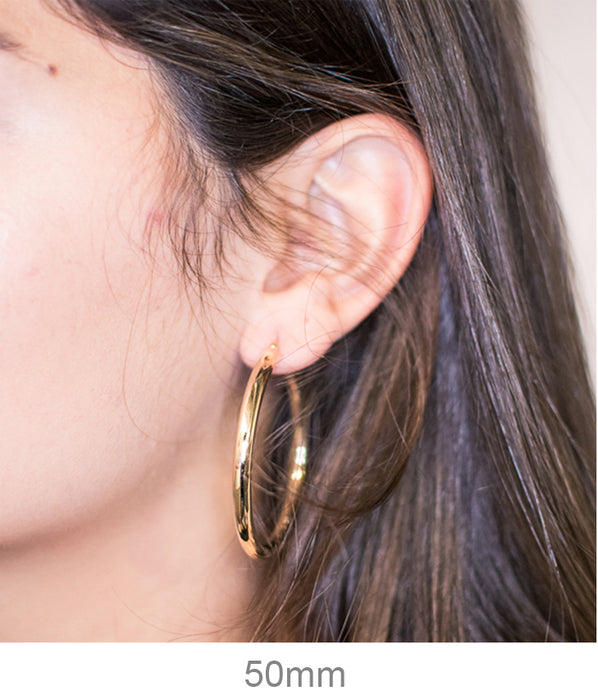 Large Hoop Earrings in 14k White Gold (2 x 50 mm)