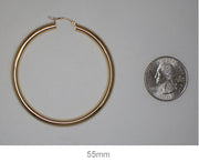 14k Yellow Gold Lightweight Tube Hoop Earrings (4mm), All Sizes - LooptyHoops