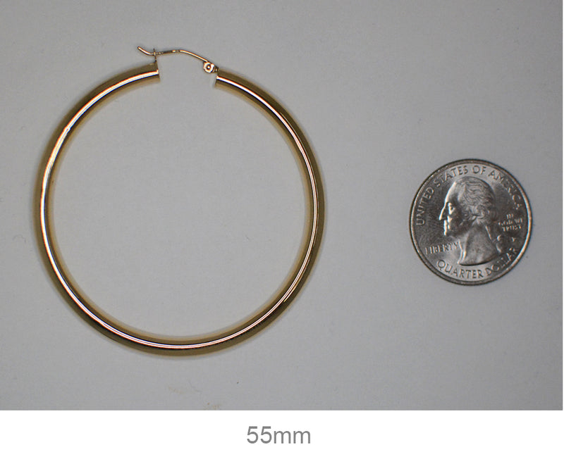 14k Yellow Gold Lightweight Tube Hoop Earrings (4mm), All Sizes - LooptyHoops
