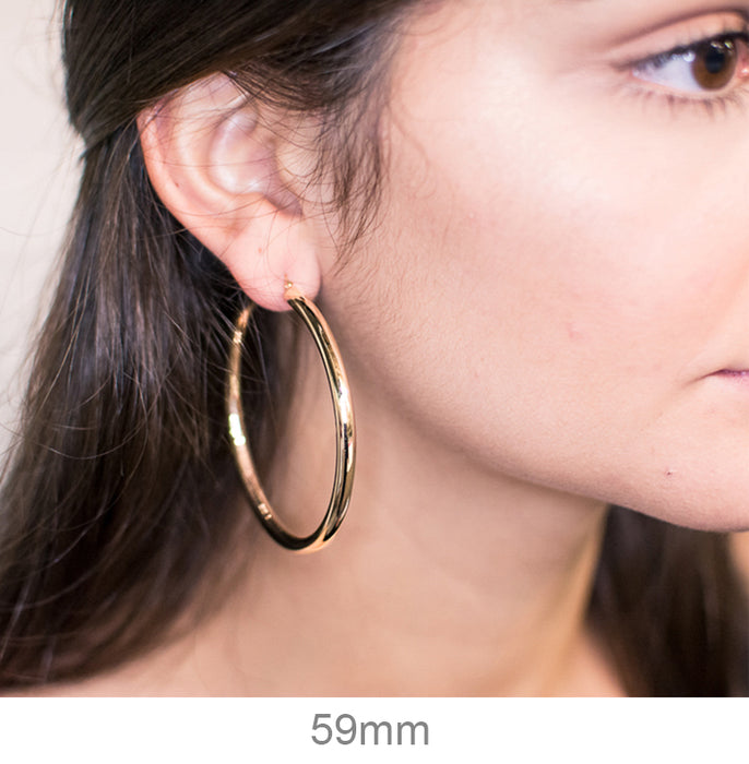 14k Yellow Gold Lightweight Tube Hoop Earrings (4mm), All Sizes - LooptyHoops