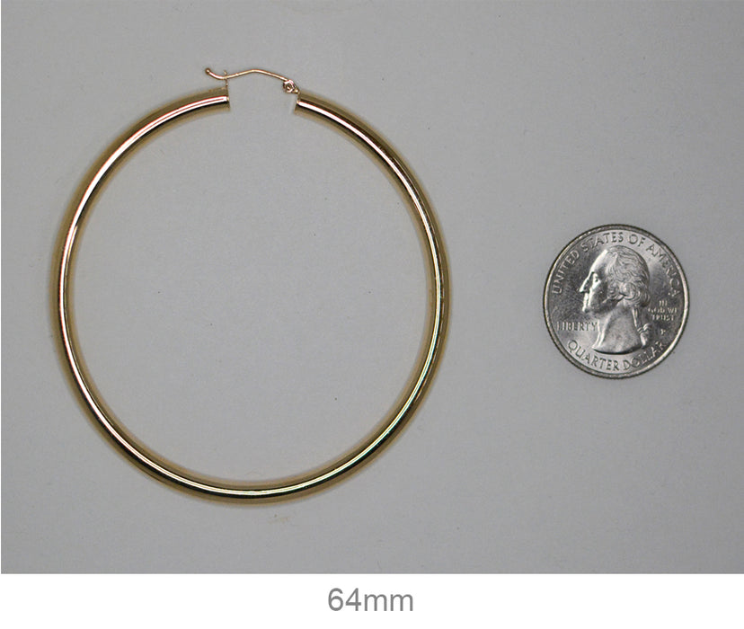 14k Yellow Gold Lightweight Tube Hoop Earrings (4mm), All Sizes - LooptyHoops