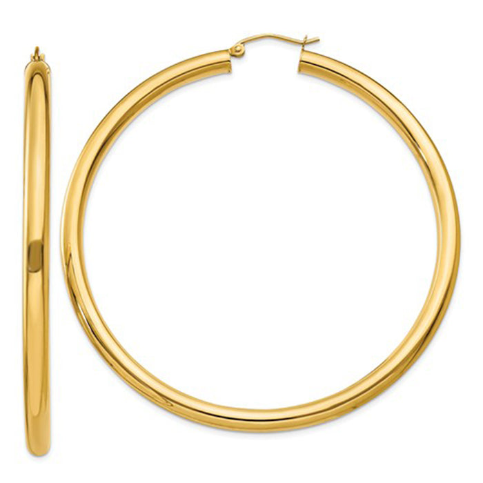 4mm Gold Tube Hoop Earrings