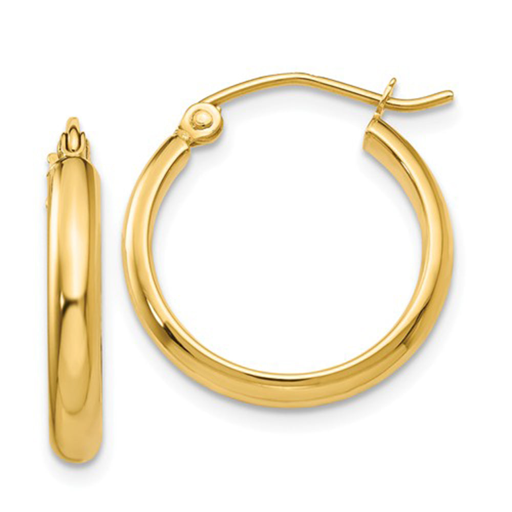 14k Yellow Gold Classic Click-Down Hoop Earrings (2.75mm), All