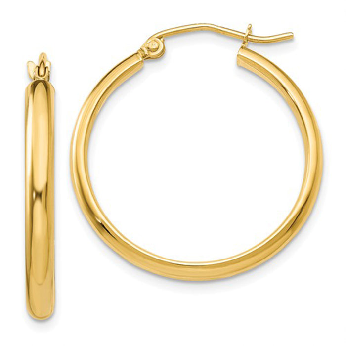 14k Yellow Gold Classic Click-Down Hoop Earrings (2.75mm), All Sizes - LooptyHoops