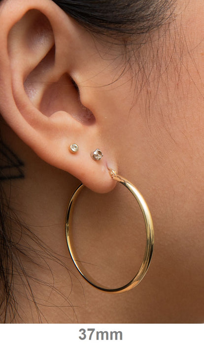 14k Yellow Gold Classic Click-Down Hoop Earrings (2.75mm), All Sizes - LooptyHoops