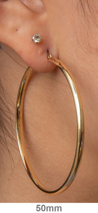 14k Yellow Gold Classic Click-Down Hoop Earrings (2.75mm), All Sizes - LooptyHoops