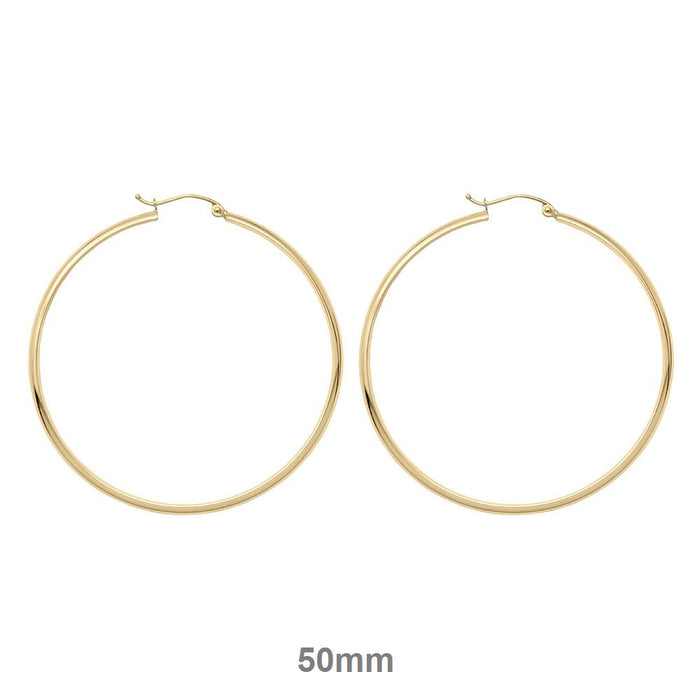 14k Yellow Gold Classic Click-Down Hoop Earrings (2.75mm), All Sizes - LooptyHoops