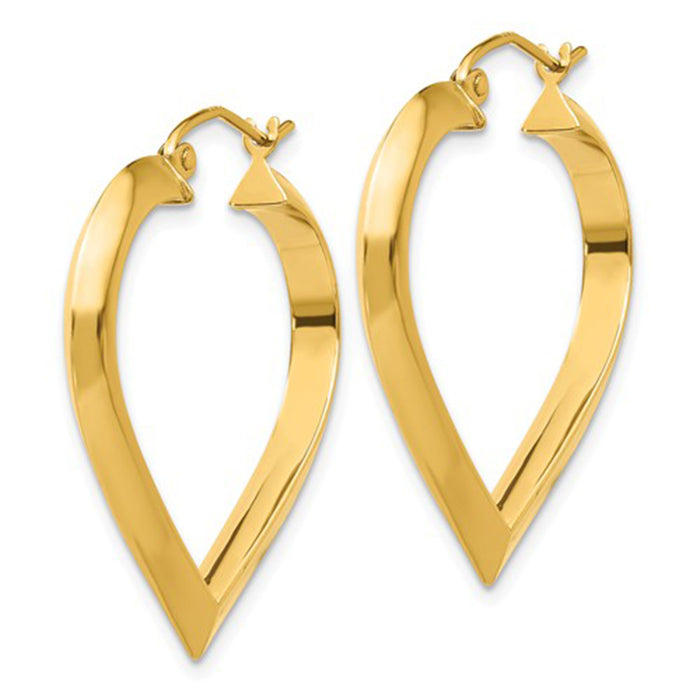 14k Yellow Gold Heart Shaped Hoop Earrings (3mm) - LooptyHoops