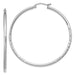 14k White Gold Satin Finish Diamond Cut Hoop Earrings (2mm), All Sizes - LooptyHoops