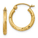 14k Yellow Gold Satin & Diamond Cut Hoop Earrings (2mm), All Sizes - LooptyHoops