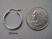 14k White Gold Diamond Cut Hoop Earrings (2mm), All Sizes - LooptyHoops