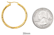 14k Yellow Gold Diamond Cut Click-down Hoop Earrings (2mm), All Sizes - LooptyHoops