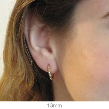 14k Yellow Gold Diamond Cut Click-down Hoop Earrings (2mm), All Sizes - LooptyHoops