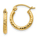 14k Yellow Gold Diamond Cut Click-down Hoop Earrings (2mm), All Sizes - LooptyHoops