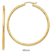 14k Yellow Gold Diamond Cut Click-down Hoop Earrings (2mm), All Sizes - LooptyHoops