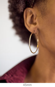 14k Yellow Gold Diamond Cut Click-down Hoop Earrings (2mm), All Sizes - LooptyHoops