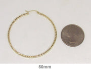 14k Yellow Gold Diamond Cut Click-down Hoop Earrings (2mm), All Sizes - LooptyHoops