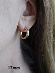 14k Yellow Gold Diamond Cut Hoop Earrings with a Click-Down Clasp (3mm), All Sizes - LooptyHoops