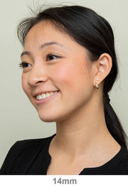 14k Yellow Gold Diamond Cut Hoop Earrings with a Click-Down Clasp (3mm), All Sizes - LooptyHoops