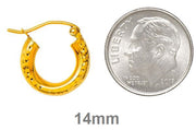14k Yellow Gold Diamond Cut Hoop Earrings with a Click-Down Clasp (3mm), All Sizes - LooptyHoops