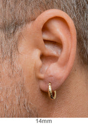 14k Yellow Gold Diamond Cut Hoop Earrings with a Click-Down Clasp (3mm), All Sizes - LooptyHoops