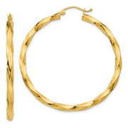 14k Yellow Gold Twisted Taffy Hoop Earrings (3mm), All Sizes - LooptyHoops