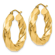 14k Yellow Gold Twisted Hoop Earrings (5mm), All Sizes - LooptyHoops