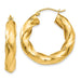 14k Yellow Gold Twisted Hoop Earrings (5mm), All Sizes - LooptyHoops