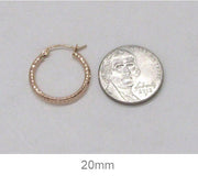 14K Rose Gold Diamond Cut Tube Hoop Earrings (2mm), All Sizes - LooptyHoops