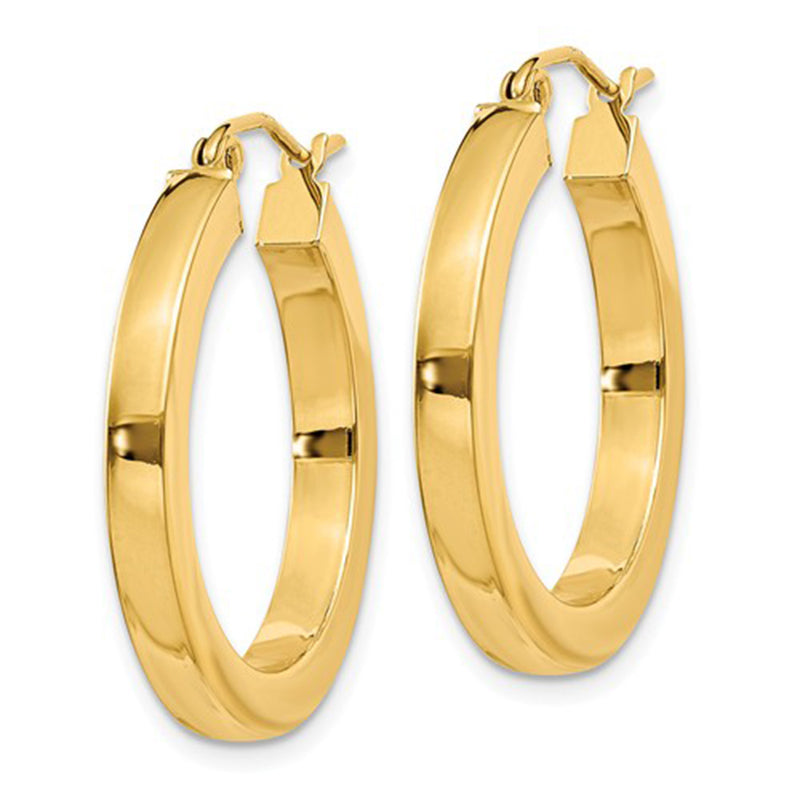 14k Yellow Gold Square Tube Hoop Earrings (3mm), All Sizes - LooptyHoops