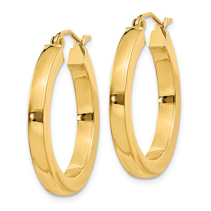 14k Yellow Gold Square Tube Hoop Earrings (3mm), All Sizes - LooptyHoops