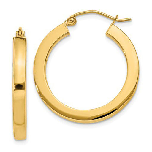 14k Yellow Gold Square Tube Hoop Earrings (3mm), All Sizes - LooptyHoops
