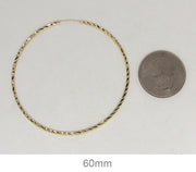 14K Yellow Gold Diamond Cut Square Tube Continuous Endless Hoop Earrings (1.35mm), All Sizes - LooptyHoops