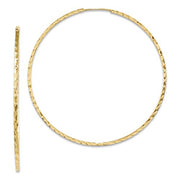 14K Yellow Gold Diamond Cut Square Tube Continuous Endless Hoop Earrings (1.35mm), All Sizes - LooptyHoops