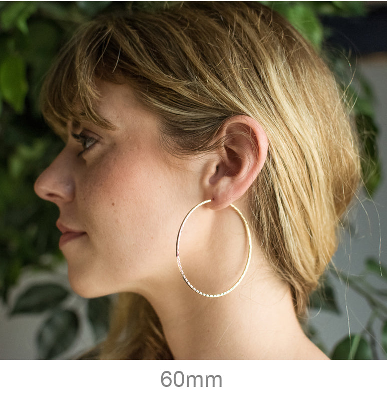 14K Yellow Gold Diamond Cut Square Tube Continuous Endless Hoop Earrings (1.35mm), All Sizes - LooptyHoops