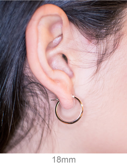 Small 14K Rose Gold Tube Hoop Earrings with Flat Interior, 18mm (2.75mm Tube) - LooptyHoops