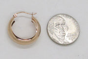 Medium 14K Rose Gold Tube Hoop Earrings w/ Flat Interior, .80 In (21mm) (2mm Tube) - LooptyHoops